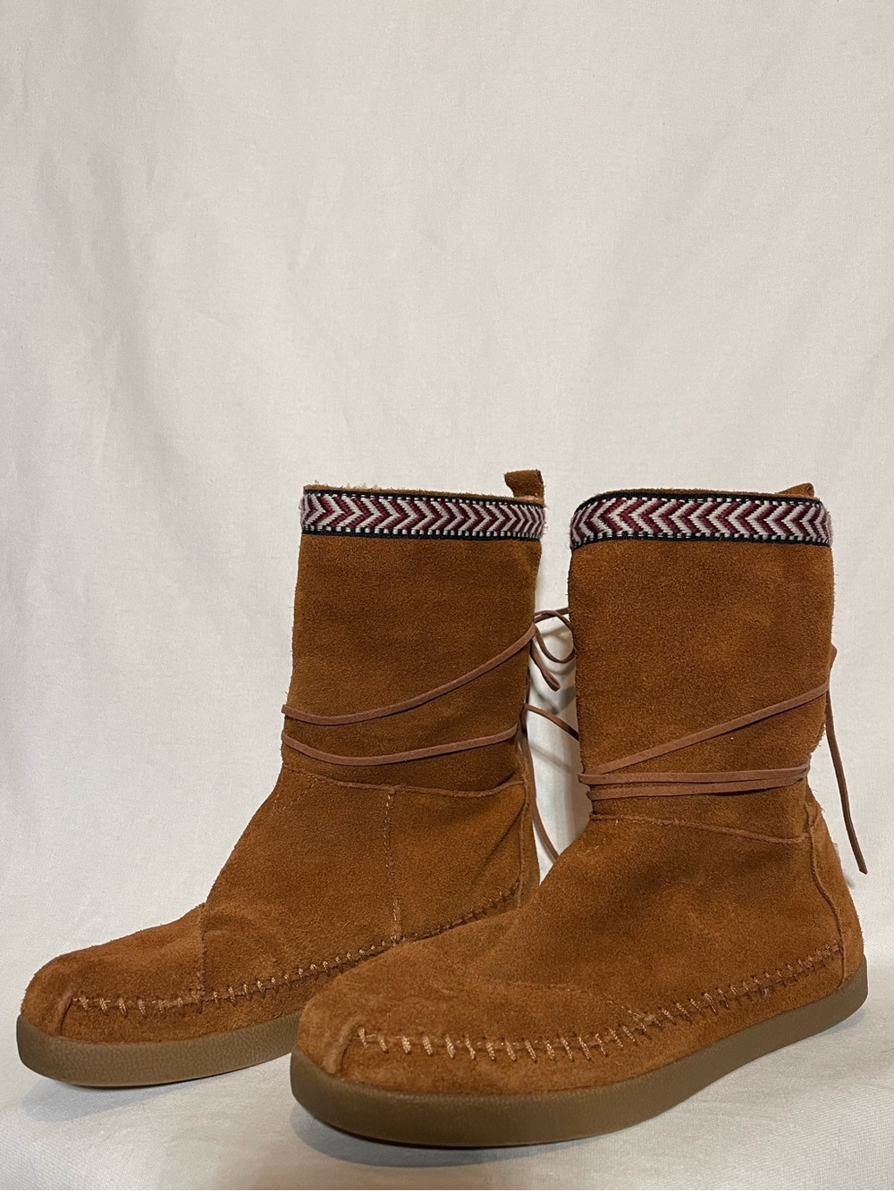 Toms Chestnut Suede Wrap-Detail Ankle Booties